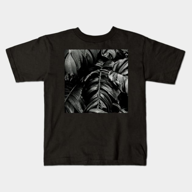 Black Leaves Kids T-Shirt by Nature-Arts